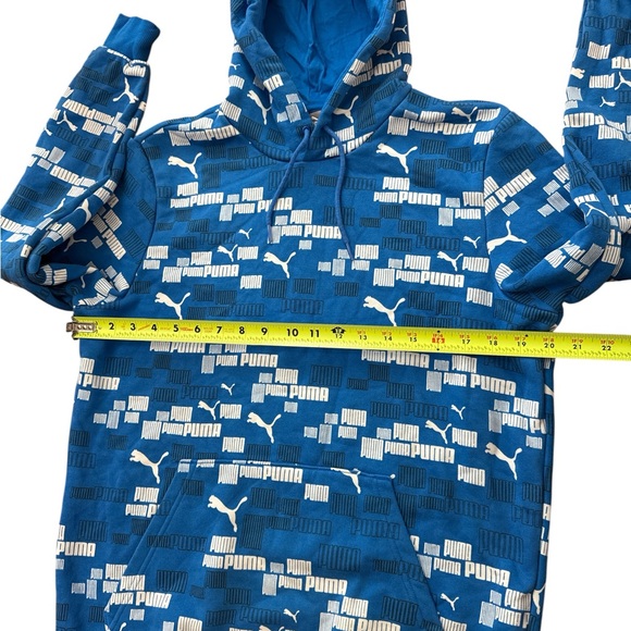Puma AOP Men’s Hoodie Size Medium‎ Hooded Blue & White Logo All Over Print - Picture 5 of 8
